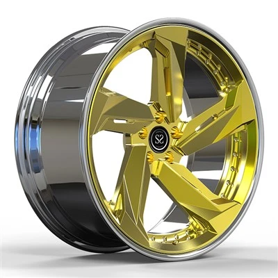 Audi S7 2019 Tuning Felgi Custom 2-PC 19x8,5 Polerowana na złoto tarcza i przezroczysta polerowana warga